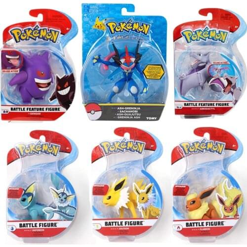 Cartoon Ash Flareon Vaporeon Jolteon Anime Greninja Gengar Pokemons Action Figure Toys Collection Anime Figure Gifts for Kids