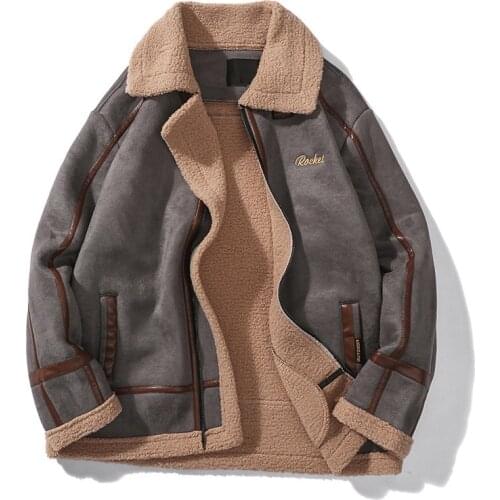 Promot new Winter Thick Lambswool Brand Mens Casual Parkas Loose Fleece collar Jackets fashion warm windtight coats clothing EU