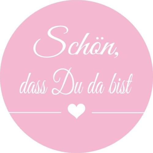 DouxArt 100 Pieces Schon dass du da bist Stickers, 4 cm Colorful Wedding Party Decoration Baptism Baby Shower Seals Labels V096