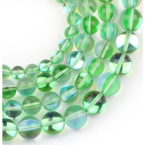 YHBZRET Natural Green Flash Stone Labradorite 6/8/10MM Light Shining Loose beads for jewelry making bracelet DIY Accessories