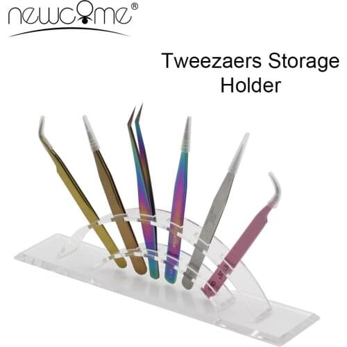 NEWCOME Acrylic 6-Hole Design Tweezers Storage Holder Eyelash Extension Eyebrow Tweezer Stand Convenient Beauty Makeup Tools