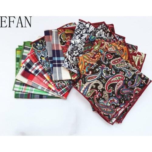 Adult Cotton Handkerchiefs Print Pattern Hanky for Men Business Casual Pockets Square Handkerchief 24cm Width Wedding Hankies