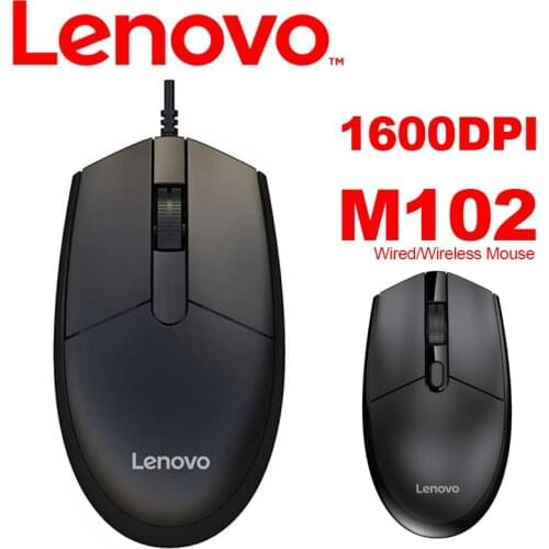 Original Lenovo M102 Wired Wireless Mouse with 2.4G Wireless 1600DPI Adjustable Optical Engine for Windows 10 8 7