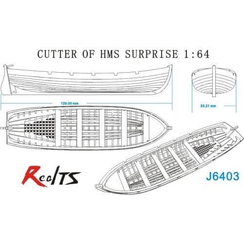 RealTS Classic wooden boat 1/64 lifeboat wooden boat assemble kit wooden puzzle
