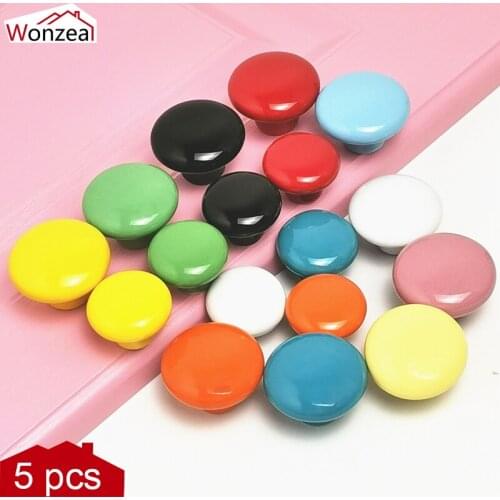 5Pcs Modern Ceramic Handles Single Round Colorfull Wardrobe Kitchen Garden Door Pulls Furniture Drawer Cabinet Knobs