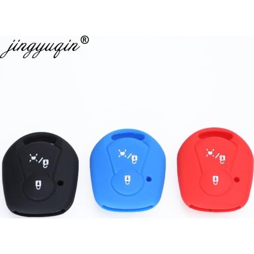Jingyuqin Car-styling Silicone Car Key Cover FOB For Ssangyong Actyon Kyron Rexton 2 Button Remote Key Case Jacket Keychain