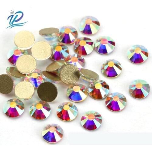 Upriver SS3-SS30 Crystal AB Non Hotfix Rhinestones Gold Bottom Flatback Glass Strass Nail Rhineston For 3D Nail Art Decoration