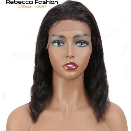 Loose Deep Wave Short Bob Wig 13*4 Lace Front Human Hair Wigs For Women Natural Black Remy Brazilian Middle Ratio Bleached Knots