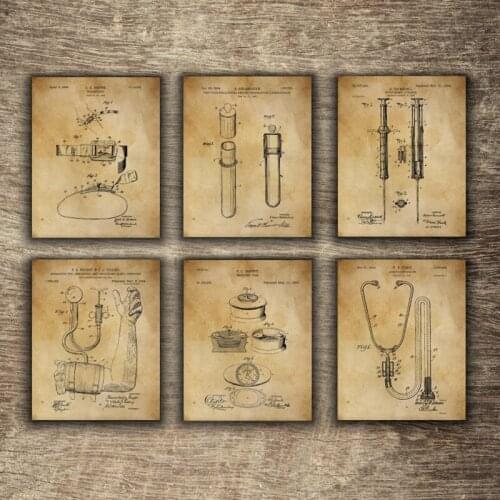 Vintage Medical Equipment Patent Blueprint Posters And Prints Medicine Wall Art Canvas Painting Doctor Gift Clinic Decor