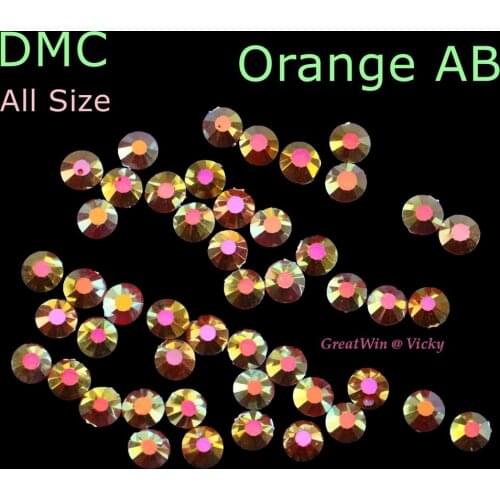 High Quality Orange AB DMC Hotfix Rhinestones Bright Glass For Garment Accessories SS6 SS10 SS16 SS20
