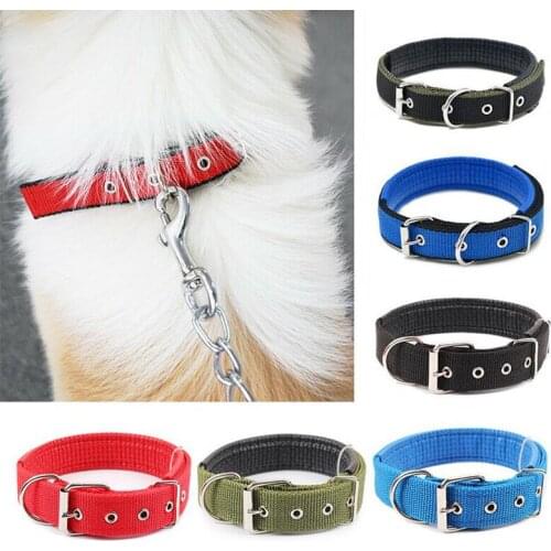 XS-XL Adjustable Pets Dog Collar Neck Strap Nylon Sponge Buckle Collar Puppy Small Medium Large Dog Necklace Pet Supplies