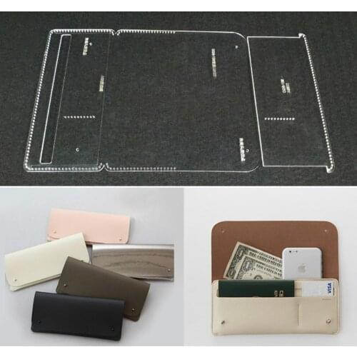 1 Set Diy Long Wallet Acrylic Template Leather Craft Sewing Pattern Accessories 21x9.5x1cm
