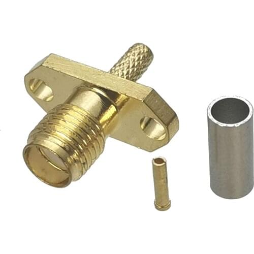 1Pcs Connector SMA Female Jack 2-hole 16mm Flange Crimp RG174 RG316 LMR100 Cable RF Coaxial