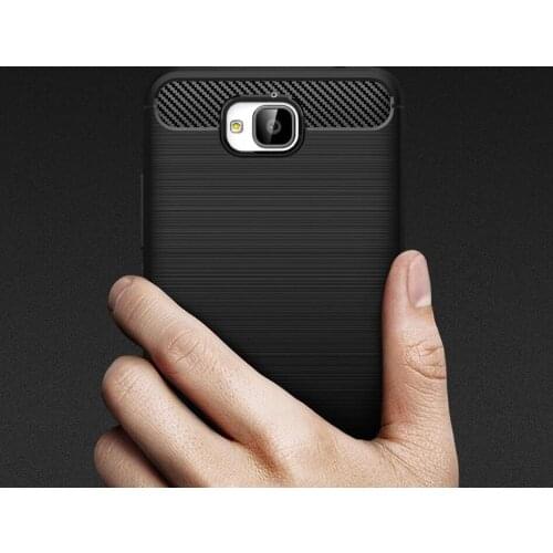 10pcs/lot Free shipping Carbon Fiber Silicone Back Cover Case For Huawei Y6 Pro Enjoy 5