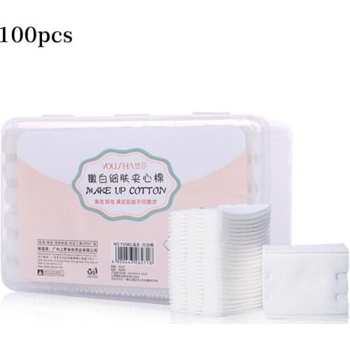 100pcs Double-sided double-layer sandwich cotton organic cotton pads travel makeup cotton reusable facial tissue make up