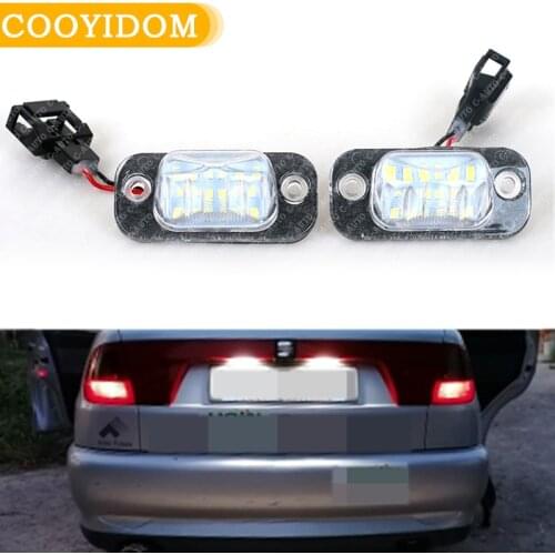 2Pcs For VW Golf Mk3 Polo 3 Classic Cabriolet Seat Ibiza Cordoba Vario 6K Error Free White LED Number License Plate Lights lamp