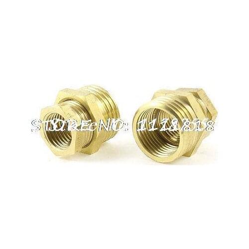 2 Pcs Brass Pneumatic Pipe 1/2"PT M 3/8" F to 1/4" F Thread Hex Nipple