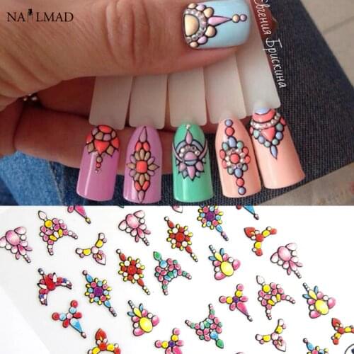 1 sheet 3d Nail Art Sticker Adhesive Sticker Decals Tool DIY Nail Decoration Tool Embossed Flower Sticker