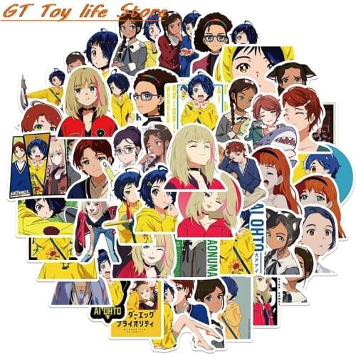 50pcs Anime WONDER EGG PRIORITY Cartoon Stickers Aesthetic Decals Toy Luggage Laptop Phone DIY Waterproof Sticker