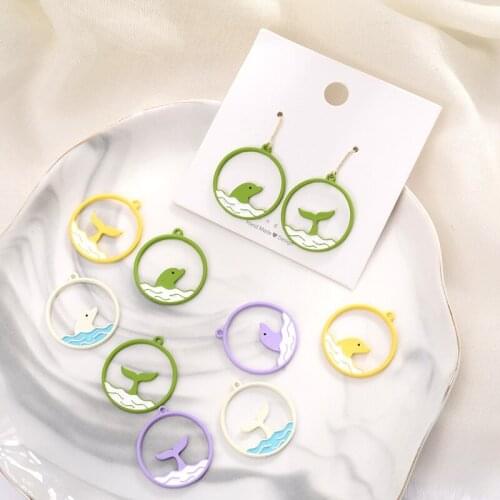 50pcs/lot cartoon animals core geometry rounds shape alloy Spray paint floating locket charms diy jewelry earring accessory