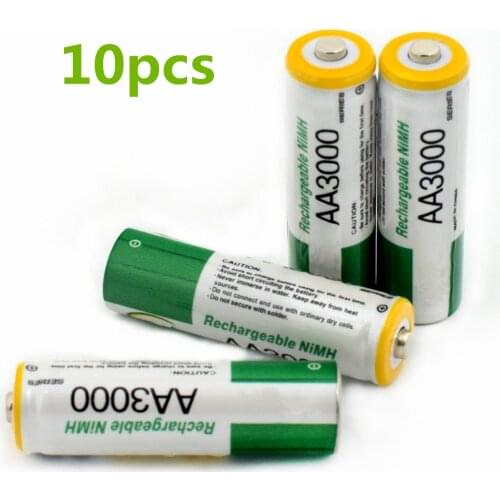 10pcs/lot Large capacity 3000mAh 1.2V AA rechargeable battery for childrens toys AA NiMH rechargeable battery