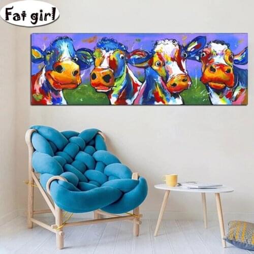 5D DIY Diamond Painting doodle colorful buffalo full Square round Diamond Mosaic Diamond Embroidery Cross Stitch for home