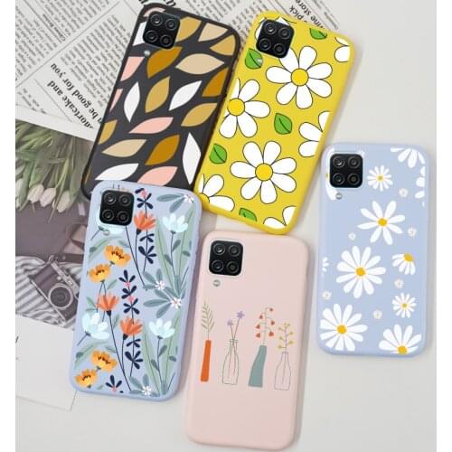 For Samsung Galaxy A32 4G 5G A12 A52 A72 M12 A11 M11 M21 M31 M31S M30S Case Silicone TPU Cover Dasiy Leaf For Samsung M21 Coque