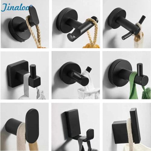 Black Stainless Steel Robe Hook Wall Mounted Towel Hook Clothes Hook Bathroom Hardware Hooks