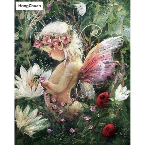 Flower Fairy Fast Delivery Square/Round Diamond Embroidery Mosaic DIY 5D Diamond Painting Home Decoration Mural Cross Stitch