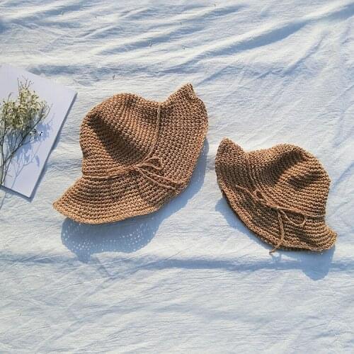 Baby Hat Fashion Mother and Daughter Beach Hats Children Girls Bow Straw Hat Baby Sun Cap Casquette Enfant Girl Headdress 2-8Y