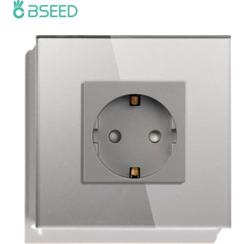 BSEED EU Standard 16A Electric Wall Socket 3 Colors Single Crystal Panel Electrical Outlet 110V - 250V