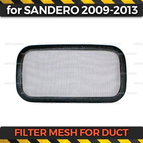 Filter mesh under jabot for Renault Sandero 2009-2013 on duct plastic ABS protection embossed function car styling accessories