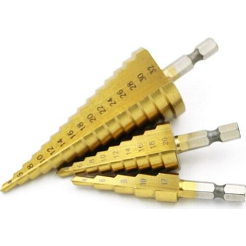 Hot selling drill bit 4-12mm 4-20mm 4-32mm 3in 1 hexagonal drill set for metalworking Hss 4241 step drill bit manual drill