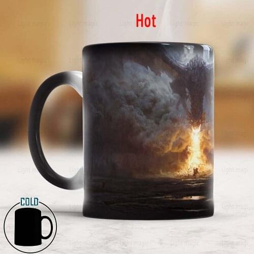 The End Begins Dragon Fire Coffee Mug 350mL Color Changed Magic Ceramic Cup Hot Travel Coffee Mugs 2022 New Year Gift