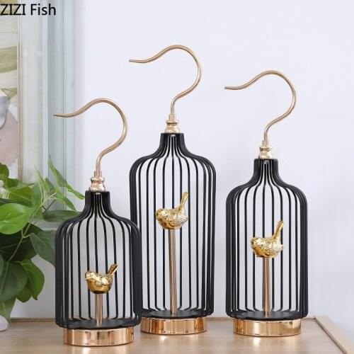 Creative Black Metal Birdcage Book Countertop Decoration Cartoon Cute Animal Bird Office Living Room Decoration Gift for Friends