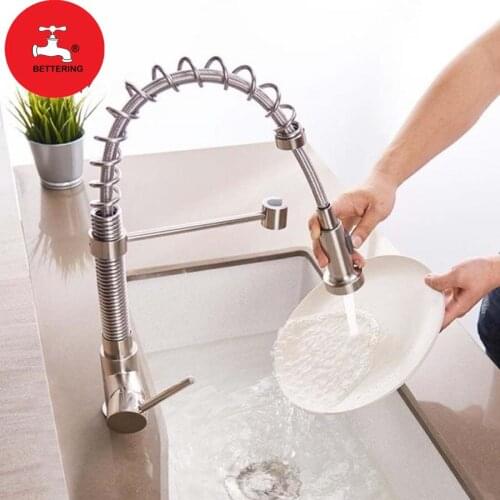 Brass Black Kitchen Faucets 360° Spring Flexible Kitchen Sink Faucets Taps Hot Cold Electroplating Faucet Torneira De Cozinha