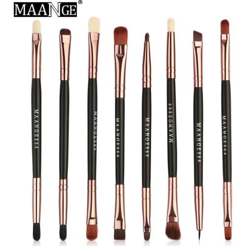 Hot Selling MAANGE 8 Double-Headed Eye and Face Eyeshadow Eyebrow Makeup Brush Set Beauty Cosmetic Tools Gift for Women