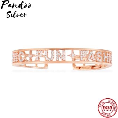 Fashion Charm Sterling Silver Copy 1:1 Copy,Pink Silver 'CHIC FUN FASHION' Bracelet Women 2021 Jewelry Gift With Logo