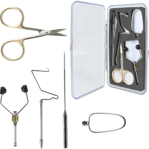Maximumcatch 5Pcs/Set Fly Tying Tool Kit Whip Finisher Dubbing Needle Bobbins Fly Tying Fishing Tool