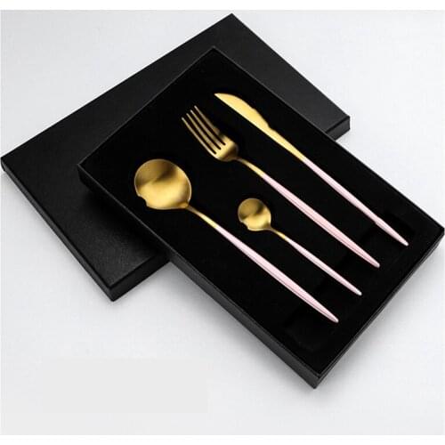 Portugal Style 304 Stainless Steel Knife Fork Spoon Tableware Four-piece Set Hi Quality Western Food Steak Knife Fork Chopsticks