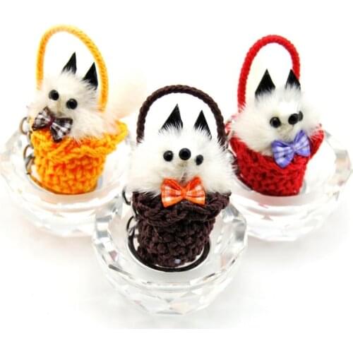 Original New Cute Pompom Rabbit Fur Dog Key Chain Women Fluffy Pompon Bear Keychain Bag Charms Toy Doll Car Keyring Gift