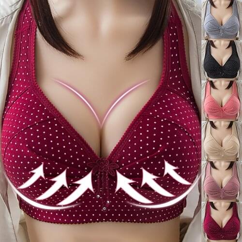 Oversized Lingerie Women One-Piece Thin Cup Bras Casual Fashion Dot Solid Color Underwear Breathable Soft Bralette Plus Size Bra