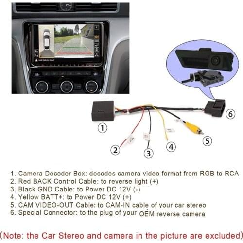 NEW-RGB to (RCA) AV CVBS Signal Converter Decoder Box Adapter for Factory Rear View Camera Tiguan Golf 6 Passat CC