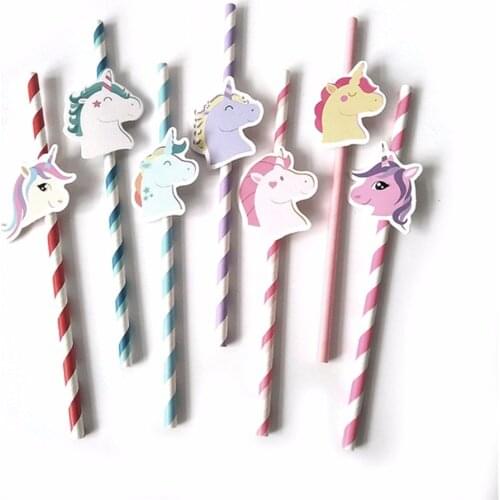 Clearance Sale 10pcs/set disposable striped flamingos strawberry pineapple lemon paper straws straw drinking party supplies