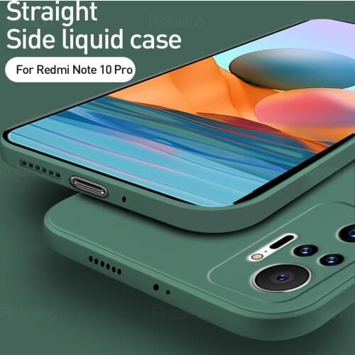 Luxury Original Square Liquid Silicone Case For Xiaomi Redmi Note 10 Pro Shockproof Soft Phone Cover For Remi Note10 10Pro 6.67"