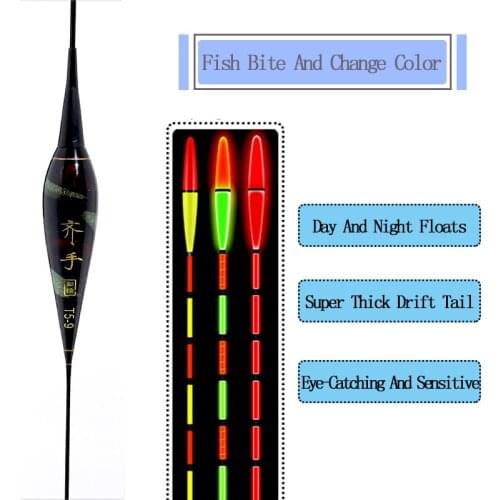 RQNQ 1PCS 2021 New Fish Bite Automatic Reminder Color Change Smart LED Fishing Float Ultra Thick Tail Electronic Luminous Buoy