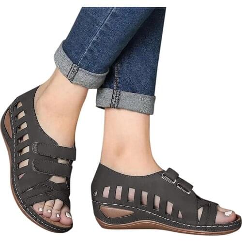 Women Sandals Soft Leather Wedges Shoes For Women Summer Sandals 2021 Casual Shoes Female Heels Sandals Wedge Sandalias Mujer
