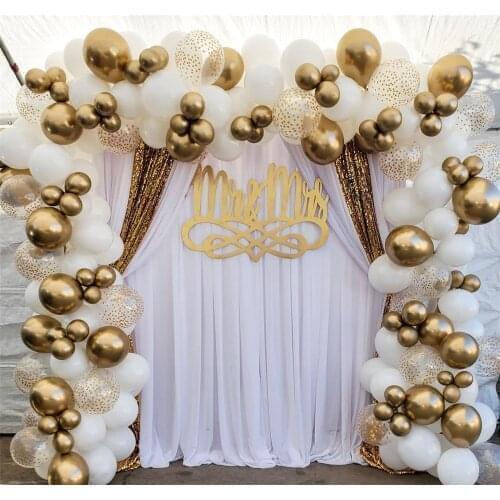 1set Gold Dot White Balloons Garland Arch Kit Chrome Metallic Latex Ballon Birthday Wedding Party Decoration Baby Shower Globos