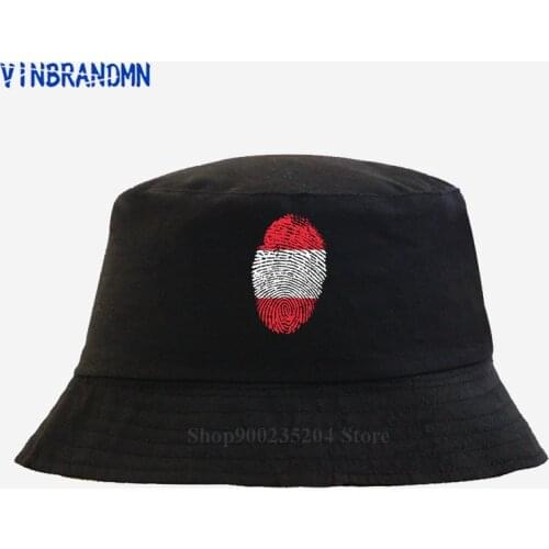 Austria Fingerprint Bucket hat Austrian gyms nation team 100% cotton jersey cool sun hat fitness country flag AT AUT Fishing hat