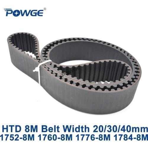 POWGE HTD 8M synchronous Timing belt C=1752/1760/1776/1784 width 20/30/40mm Teeth 219 220 222 223 HTD8M 1760-8M 1776-8M 1784-8M